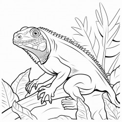 simple iguana coloring book page with black and bold lines