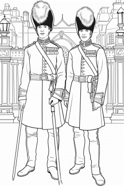 united kingdom kings guards in changing ceremony