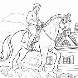 a man is ridding a horse on the top of a green grass house