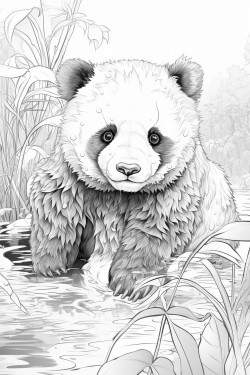 waterfall lake stars panda