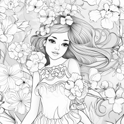 ballerina with a floral backdrop