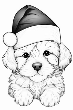 fluffy puppy with santa hat