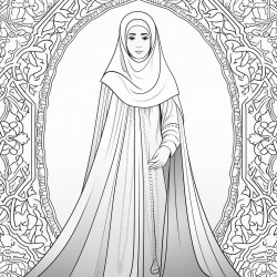 full length image of a cute muslim woman standing in a beautfil abaya