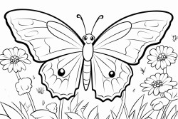 large smiling butterfly in a spring garden