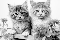 kittens helping in the garden