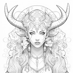 young goddess with horns
