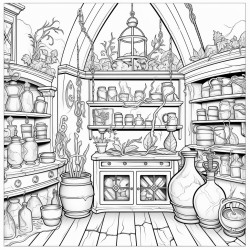 lintrieur dune maison de sorcire o on peut preparer pleins de potions