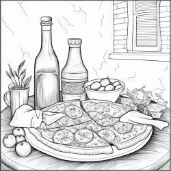 pizza and lemonade on the table