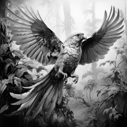 un hada con alas volando alrededor de un bosque magico