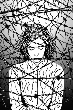 cover silhouette against dark 1980s romania barbed wire bold title patterns for coloring add depth and engagement