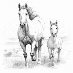 horse running with colt