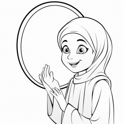 beautiful muslim girl looking into a mirror