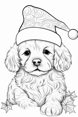 cute puppy with a christmas hat