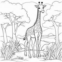 a giraffe in the garden and forest