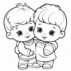 two babies hugging