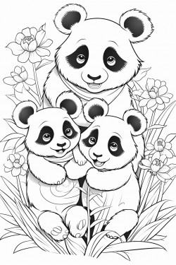 cute and funny panda and its family