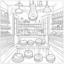 coloring pages delicious snack in beautiful place