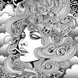 woman smoking psycadelic
