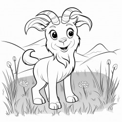 a cartoon goat gobbling grass