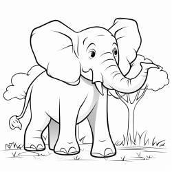 a big happy elephant with a raised trunk