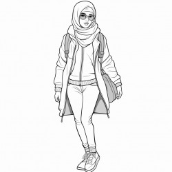 beautiful hijabi in jeans shades heel jacket