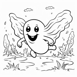 a cute cartoon ghost  chasing nutterflies
