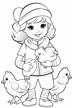 girl with chickens
