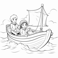 2 enfants sur un bateau