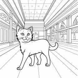 a cat strutting through the mall