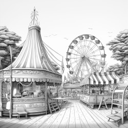 fair with carnival rides and games