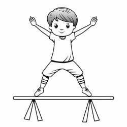 gymnast doing acrobatic handstand on balance beam