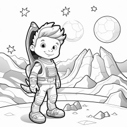 a brave astronaut exploring a mysterious planet with a giant dragon