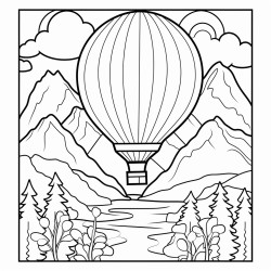 window view air baloon going up night theme nature in background mountains