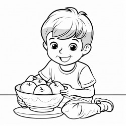 a kid eating apples