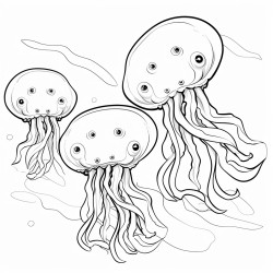family cubs of jelly fish