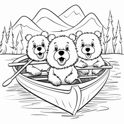 beaver moose bear in a boat