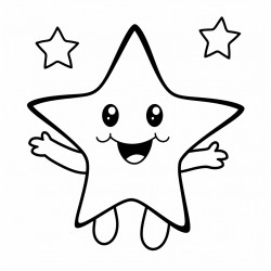 simple line drawing of a character with arms raised stars around them