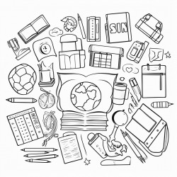 the word msla in the middle with school supplies all around