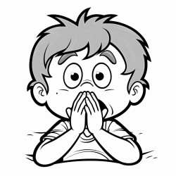 3 to 5 year old boy covering his mouth when coughing or sneezing