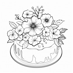 flower shaped cake decorative with flowers placed on top