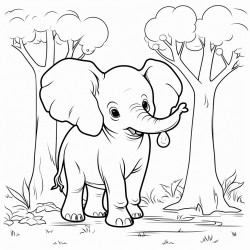 an elephant in the forest with light bulbs