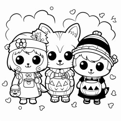 cute kawaii animal trick or treating