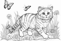 a playful cat chasing butterflies 0