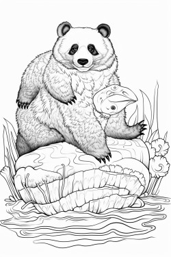 otter riding a panda