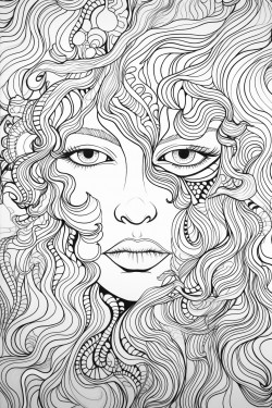 coloring book page showing a very talkative person