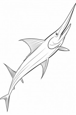 depict a sleek swordfish slicing through the depths with its pointed bill