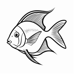 kids coloring page with angelfish black and white simple line art style minimalist drawing white background style raw