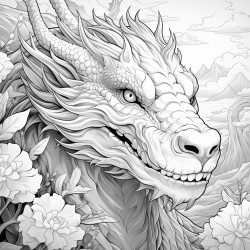 dragon with flowers