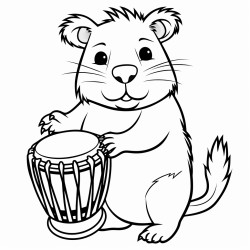 a capybara playing the bongos