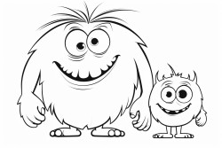 monster mom with 3 eyes and a monster kid with 3 eyes